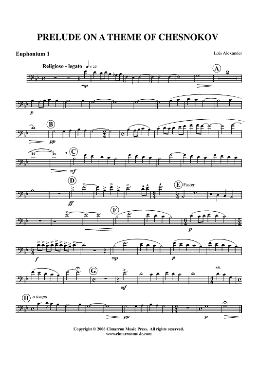 Prelude on a Theme of Chesnokov - Euphonium 1 BC/TC