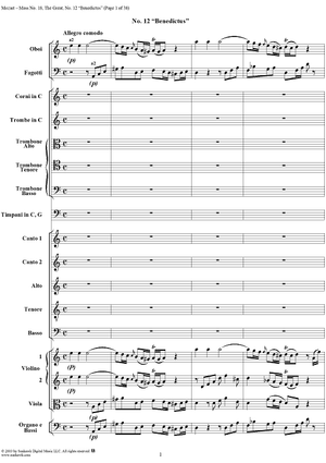 Mass No. 18 in C Minor, No. 12: Benedictus - Full Score