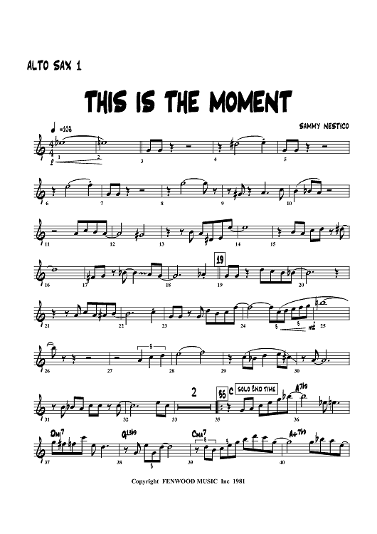 This Is The Moment - Alto Sax 1