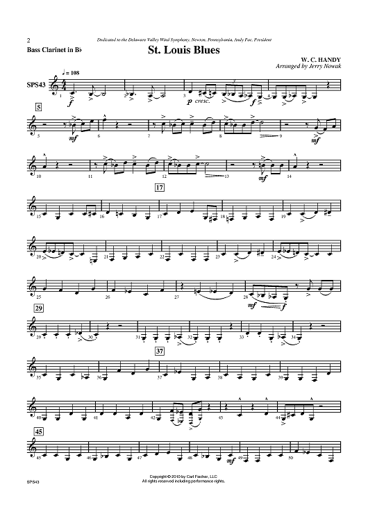 St. Louis Blues - Bass Clarinet in B-flat
