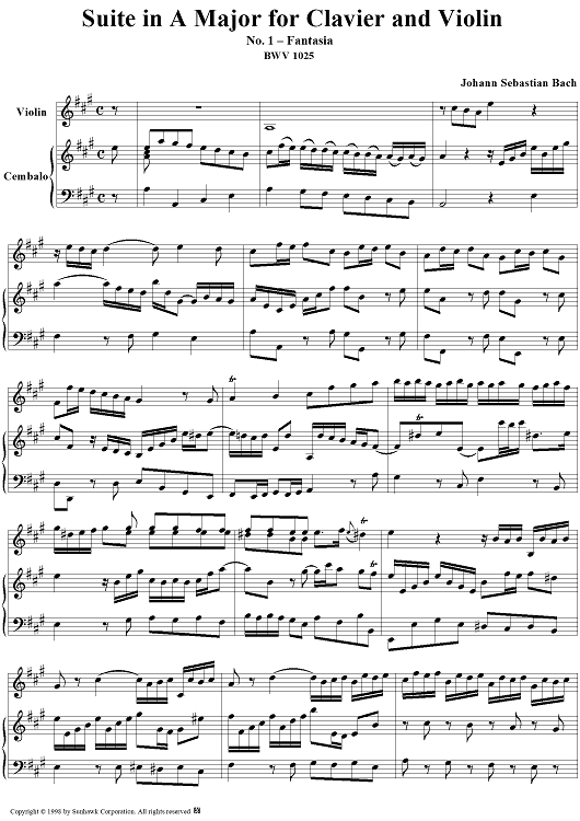 Suite in A major for Violin and Keyboard, no. 1: Fantasia