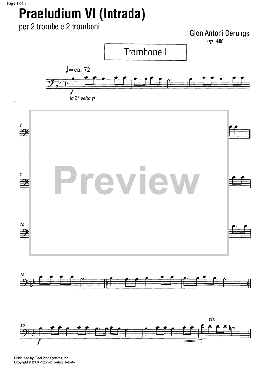 Praeludium VI (Intrada) Op.46f - Trombone 1