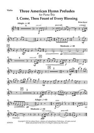 Three American Hymn Preludes for Piano Trio - Violin