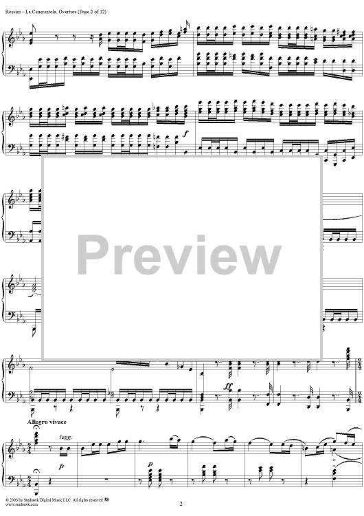 La Cenerentola, Overture - Vocal Score La Cenerentola, Overture - Vocal Score