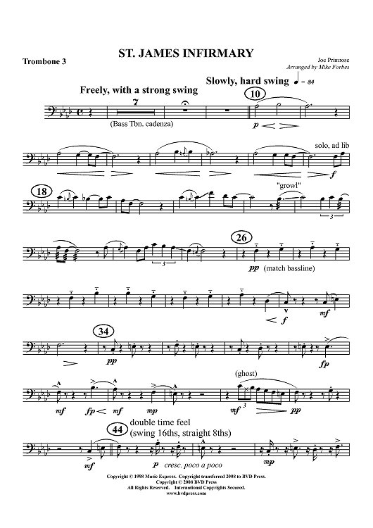 St. James Infirmary - Trombone 3