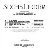 Sechs Lieder nach Gedichten von Clemens Brentano in F major - Piano Reduction