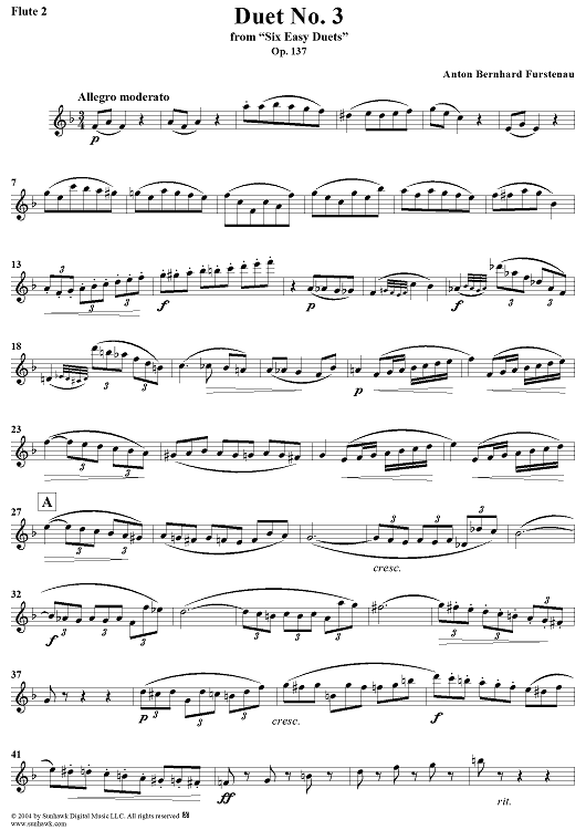 Duet No. 3 from Six Easy Duets, Op. 137 - Flute 2