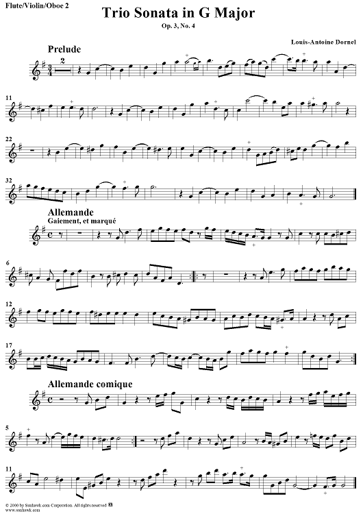 Trio Sonata in G Major Op. 3, No. 4 - Flute/Violin/Oboe 2