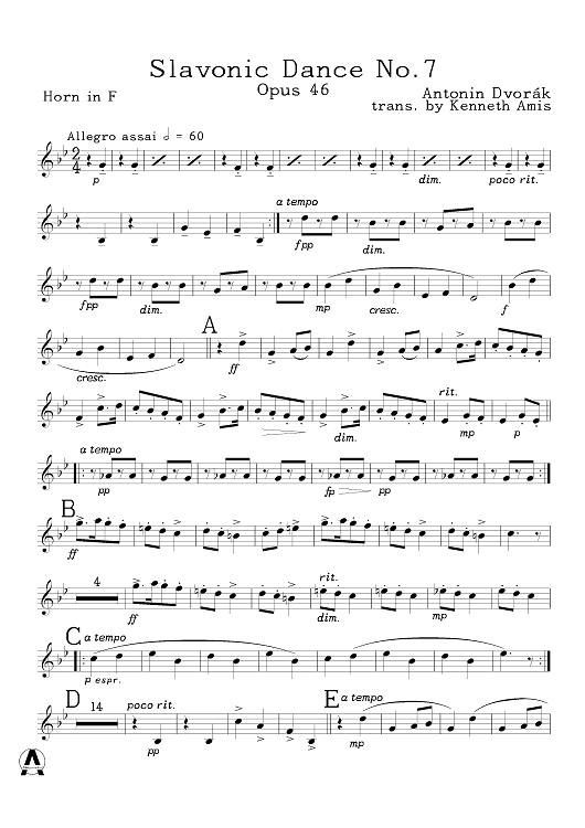 Slavonic Dance No.7, Op.46 - Horn in F