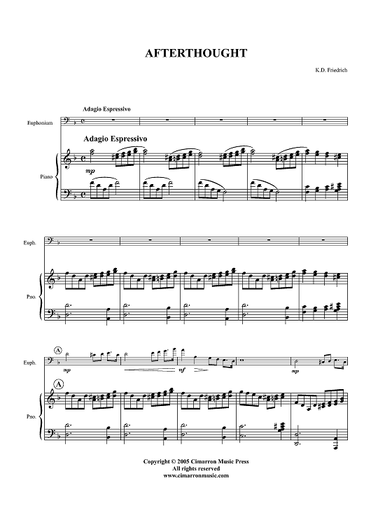 Afterthought - Piano Score