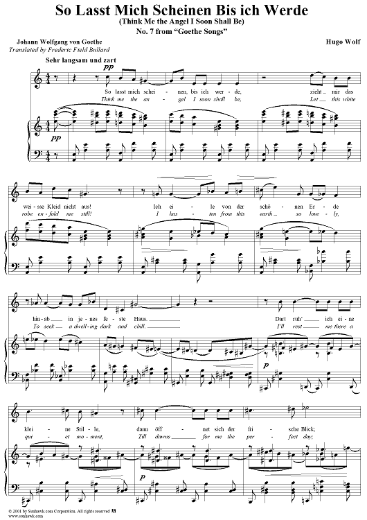 Mignon 3: So lasst mich scheinen, bis ich werde, No. 7 from "Goethe Lieder"