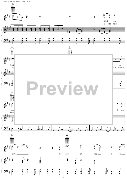 Dust My Broom" Sheet Music by ZZ Top for Piano/Vocal/Chords Sheet Music Now