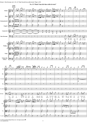 "Finch' han dal vino calda la testa", No. 12 from "Don Giovanni", Act 1, K527 - Full Score