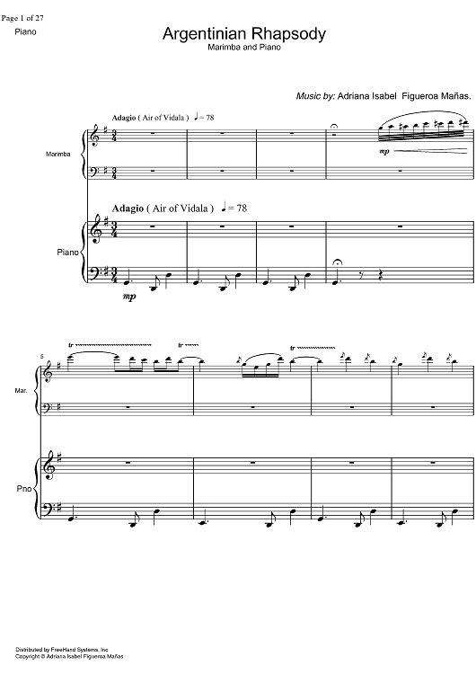 Argentinian Rhapsody - Score