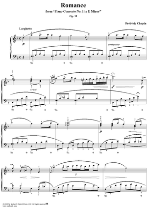Romance from "Piano Concerto No. 1 in E Minor," Op. 11