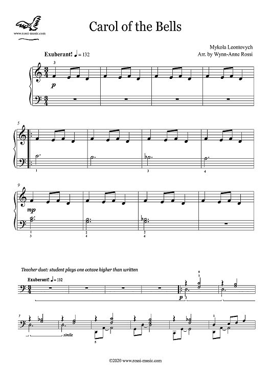 Carol of the Bells - Elementary Piano (with MP3)