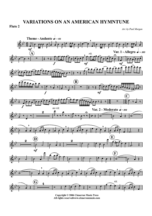 Variations on An American Hymntune - Flute 2