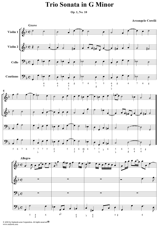 Trio Sonata in G Minor, op. 1, no. 10