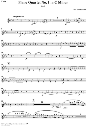 Piano Quartet No. 1 in C Minor, Op. 1 - Violin