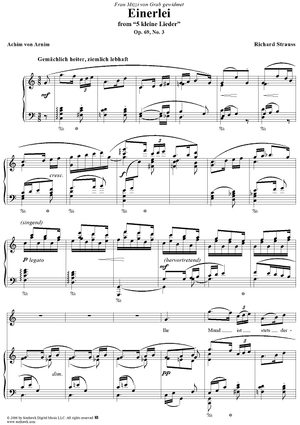 5 kleine Lieder, Op. 69: No. 3, Einerlei