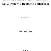 Erlaube mir, feins Mädchen - No. 2 from "49 Deutsche Volkslieder", Book 1, WoO 33