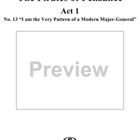 The Pirates of Penzance - Act I, No. 13: I am the very pattern of a modern Major-General - Vocal Score