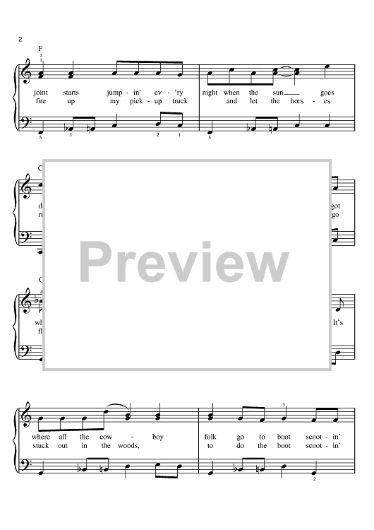 Boot Scootin' Boogie" Sheet Music by Brooks & Dunn for Easy Piano