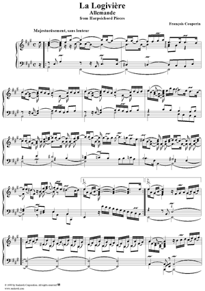 Harpsichord Pieces, Book 1, Suite 5, No.1:  La Logivière allemande