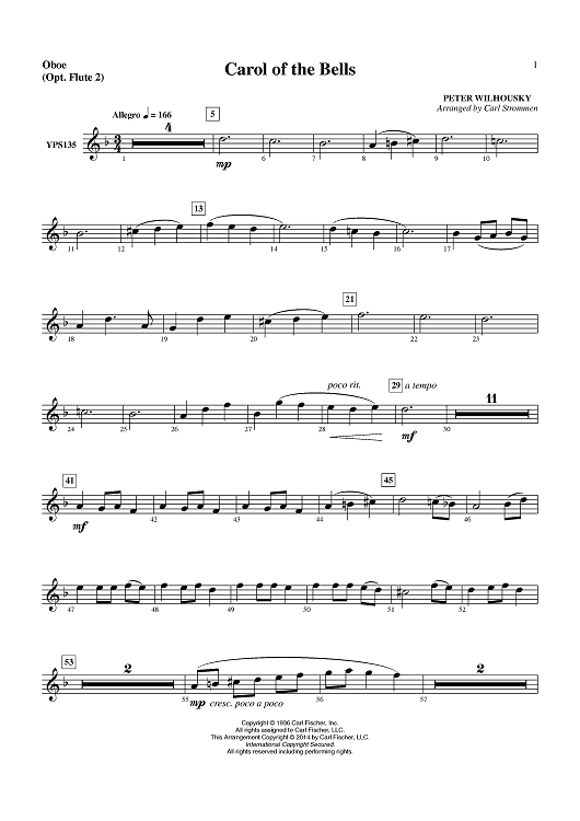 Carol of the Bells - Oboe (Opt. Flute 2)