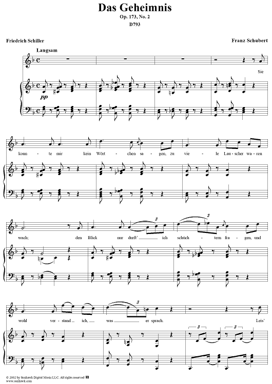 Das Geheimnis II, Op. 173, No. 2, D793