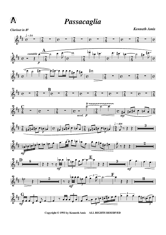 Passacaglia - Clarinet
