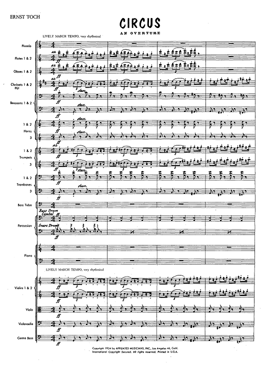 Circus - An Overture - Score