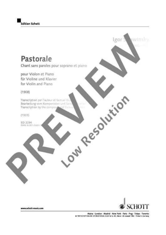 Pastorale - Score and Parts