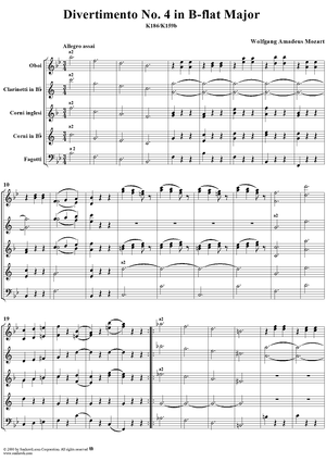 Divertimento No. 4 in B-flat major, K186 - Full Score