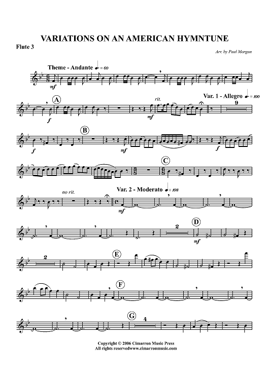 Variations on An American Hymntune - Flute 3