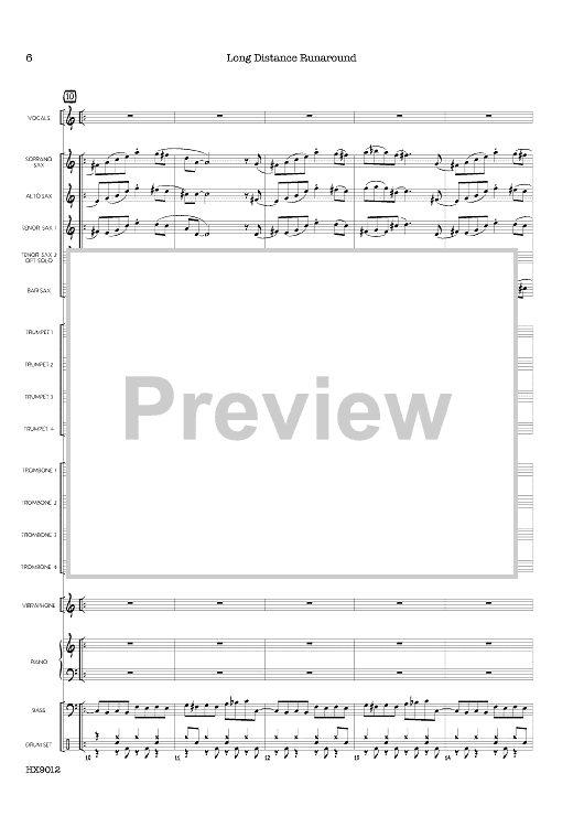 Long Distance Runaround Score" Sheet Music for Jazz Ensemble Sheet