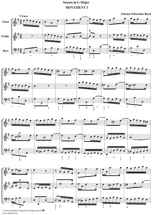 Trio Sonata in G major, movt. 2 - BWV1038 - Score