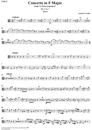 Concerto in F Major    - from "L'Estro Armonico" - Op. 3/7  (RV567) - Viola 2