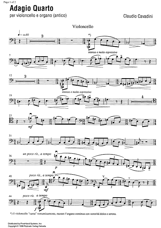 Adagio Quarto - Cello