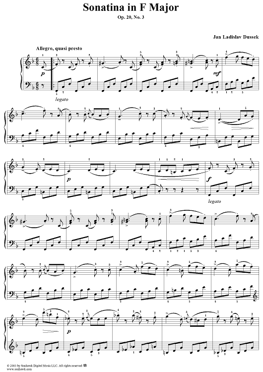 Sonatina in F Major, Op. 20, No. 3