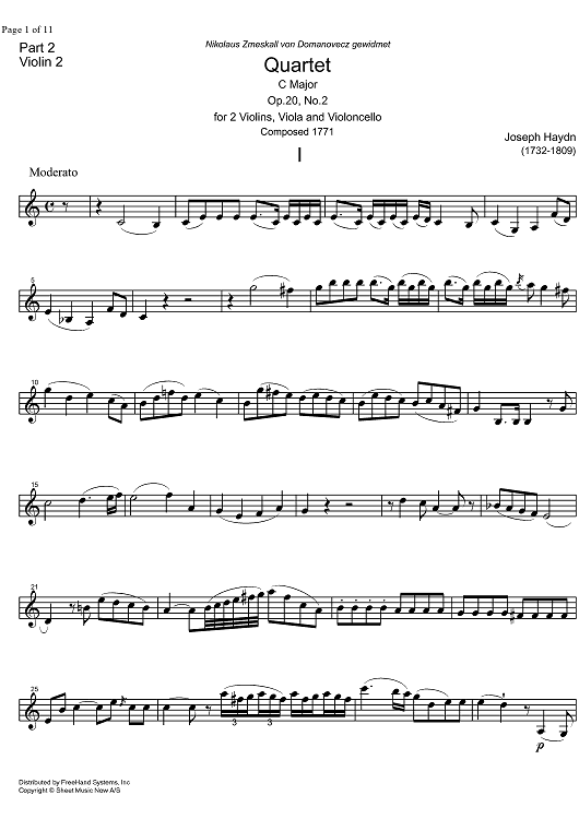 String Quartet C Major Op.20 No. 2 - Violin 2