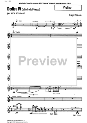 Dedica IV (a Goffredo Petrassi) - Violin