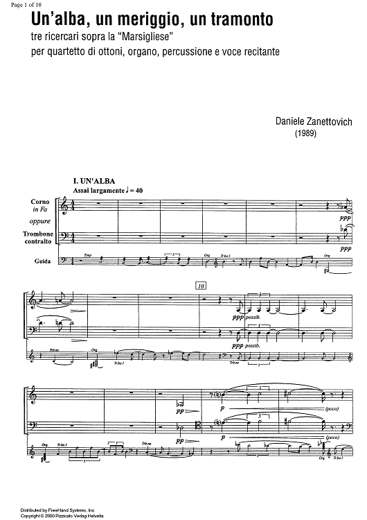 Un'alba, un meriggio, un tramento - French Horn in F/Alto Trombone