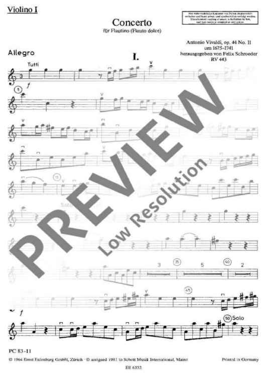 Concerto C Major - Violin I