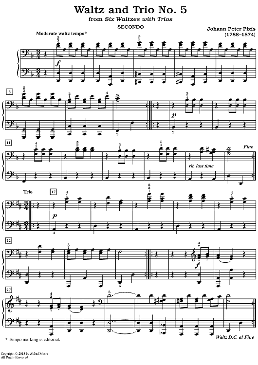 Waltz and Trio No. 5 (from Six Waltzes with Trios)