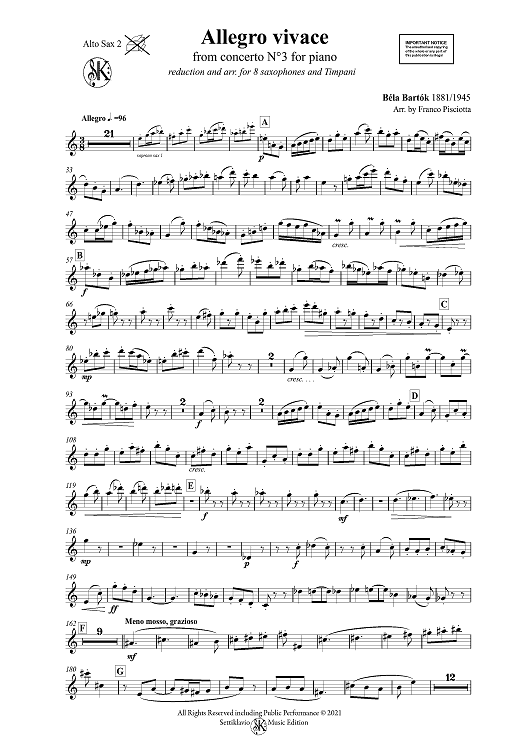 Allegro vivace -  from concerto N°3 for piano - Alto Sax 2