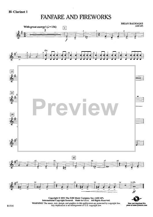 Fanfare and Fireworks - Bb Clarinet 1