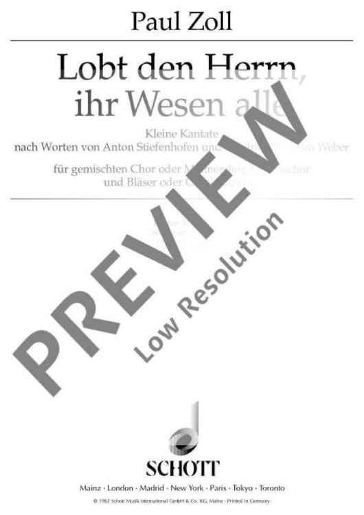 Lobt den Herrn, ihr Wesen alle - Score