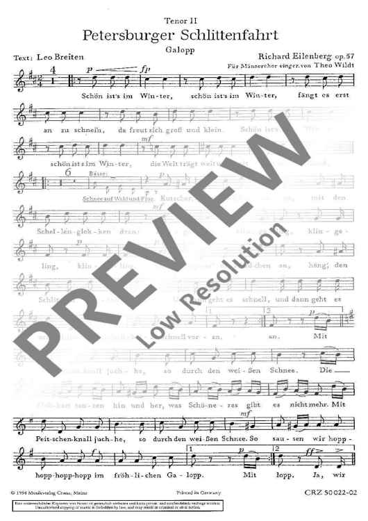 Petersburger Schlittenfahrt - Tenor Ii