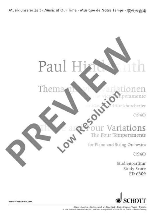 Theme with four Variations - Full Score